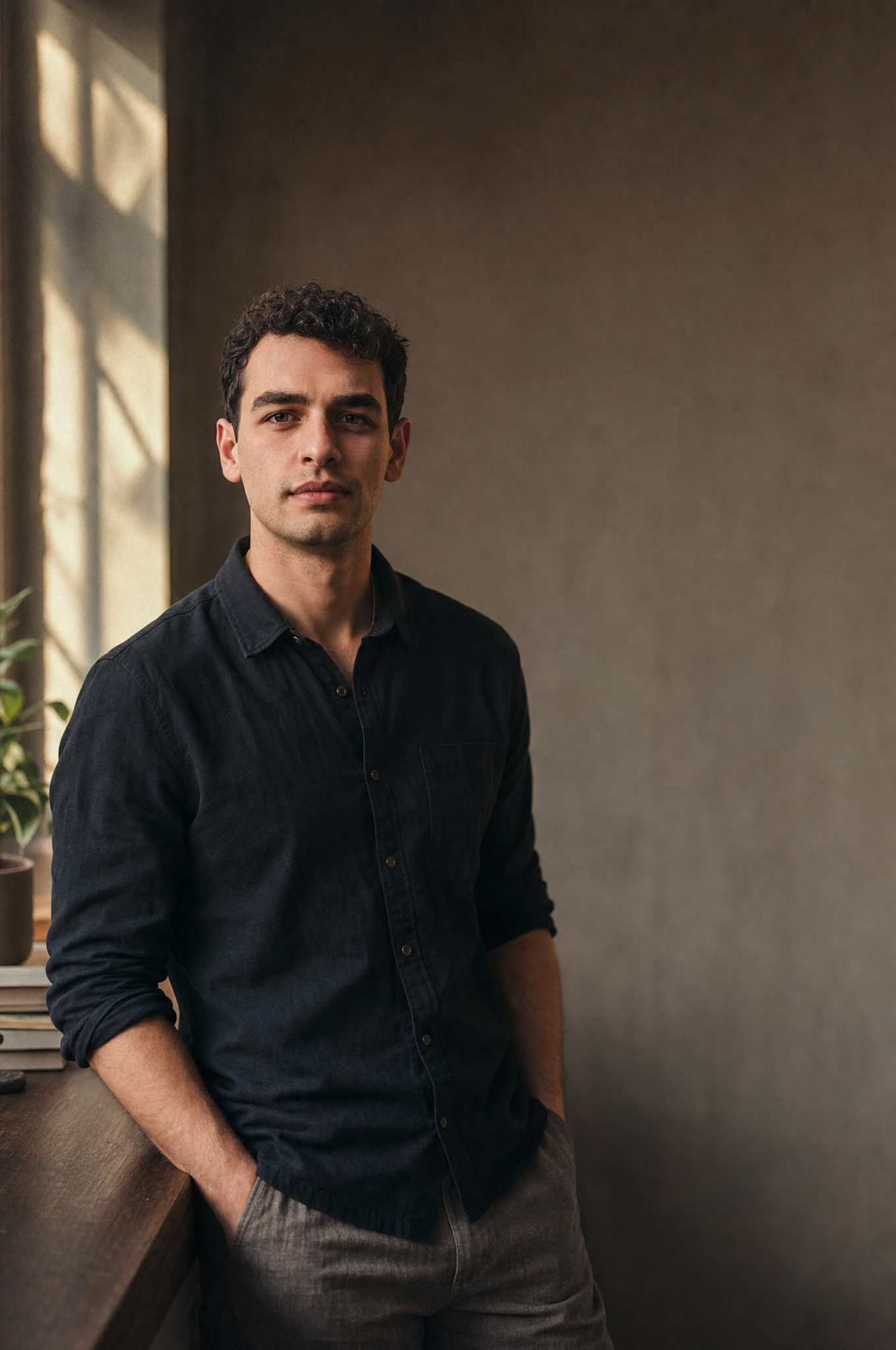 Antonio Caprile, founder of Canala Studio, by the window