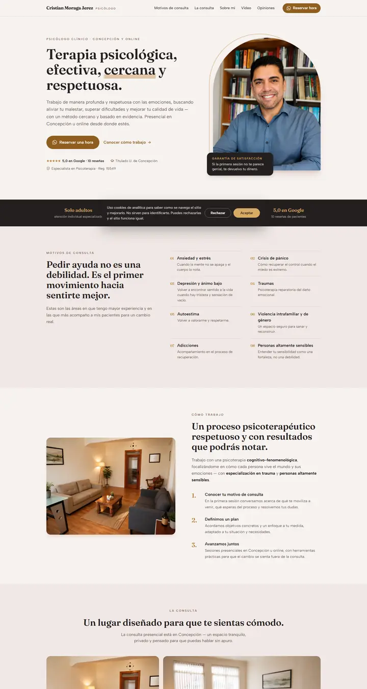 Página web de Ps. Cristian Moraga, psicólogo clínico en Concepción