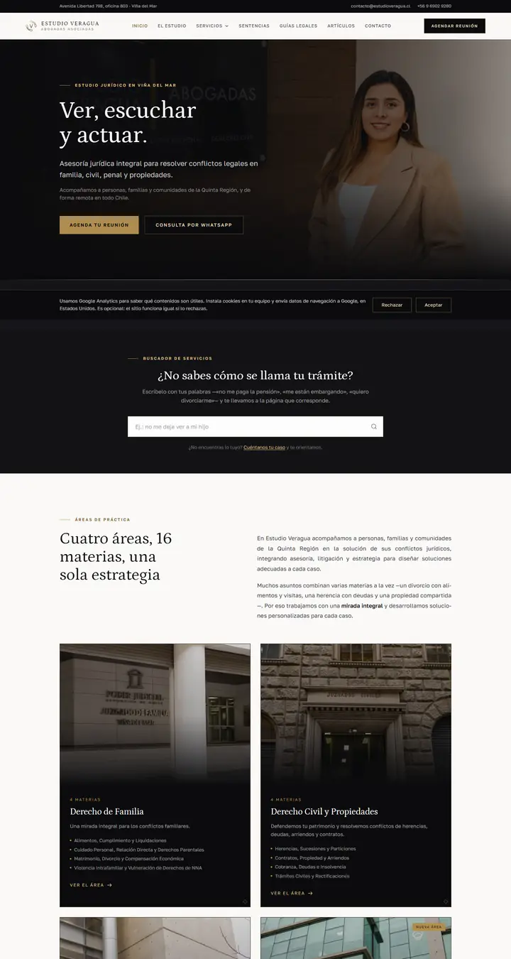 Página web de Estudio Veragua, abogadas de familia y civil en Viña del Mar