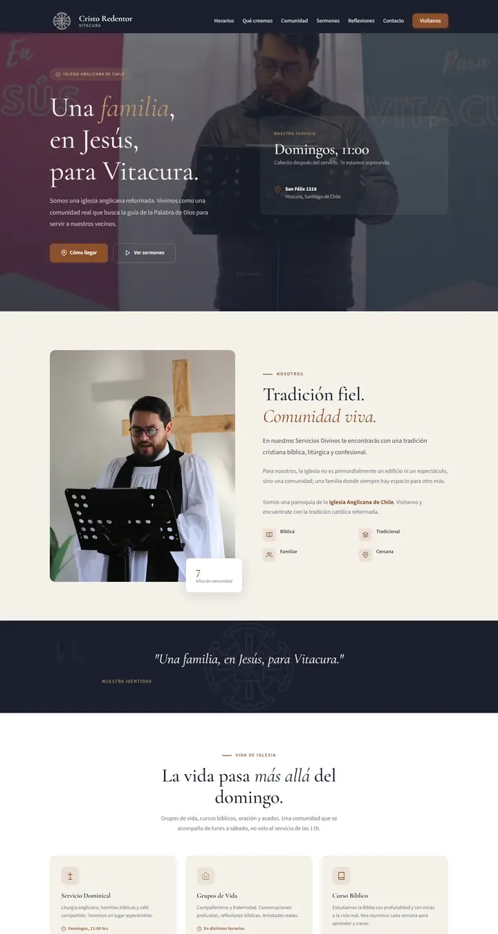 Página web de ICR Vitacura, iglesia anglicana en Vitacura