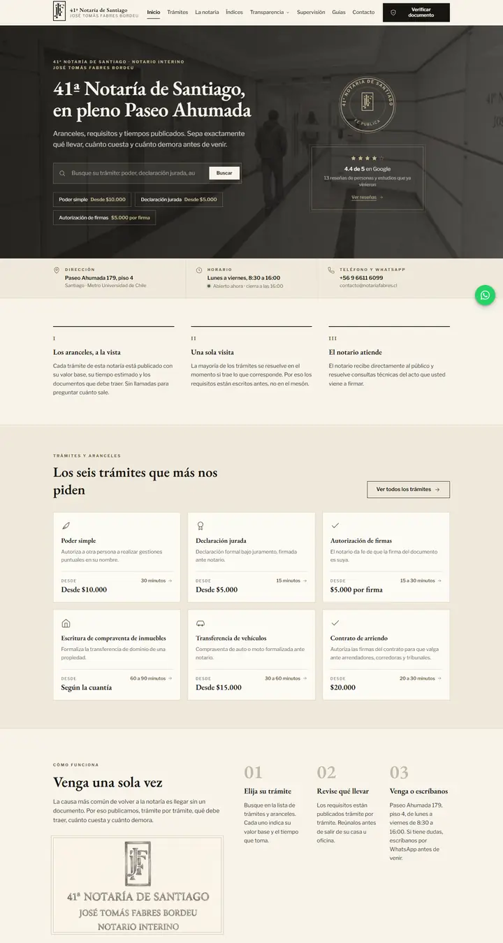 Página web de 41ª Notaría de Santiago, notaría en Santiago Centro